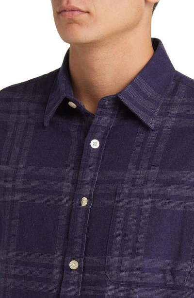 Shop Nn07 Deon 5465 Plaid Organic Cotton Flannel Button-up Shirt In Navy Check