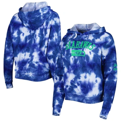 Shop New Era Royal Seattle Seahawks Cloud Dye Fleece Pullover Hoodie