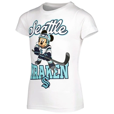 Shop Outerstuff Girls Youth White Seattle Kraken Mickey Mouse Go Team Go T-shirt