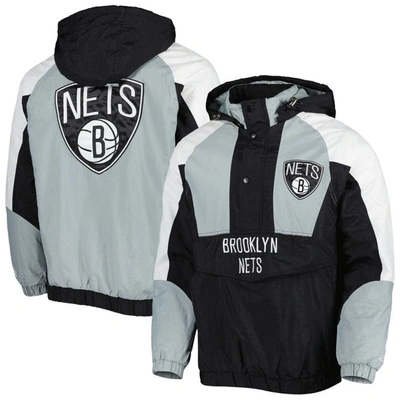 Shop Starter Black Brooklyn Nets Body Check Raglan Hoodie Half-zip Jacket