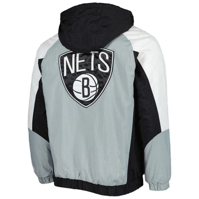 Starter Black Brooklyn Nets Body Check Raglan Hoodie Half-zip Jacket In Black