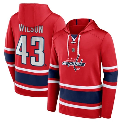 Shop Fanatics Branded Tom Wilson Red Washington Capitals Name & Number Lace-up Pullover Hoodie