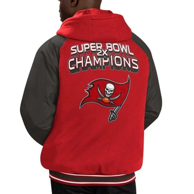 Shop G-iii Sports By Carl Banks Red Tampa Bay Buccaneers Defender Raglan Full-zip Hoodie Varsity Jacket