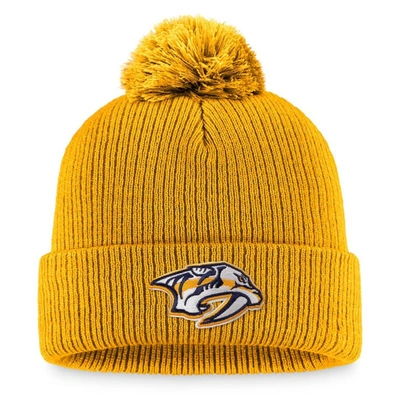 Shop Fanatics Branded Gold Nashville Predators Core Primary Logo Cuffed Knit Hat With Pom