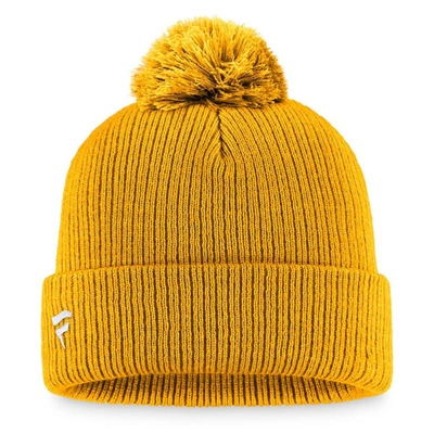 Shop Fanatics Branded Gold Nashville Predators Core Primary Logo Cuffed Knit Hat With Pom