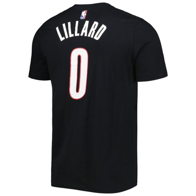 Shop Nike Damian Lillard Black Portland Trail Blazers Icon 2022/23 Name & Number T-shirt