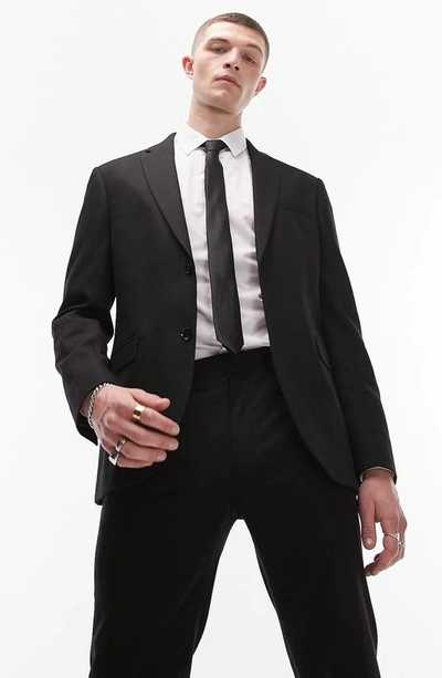 Shop Topman Skinny Fit Textured Two-button Suit Jacket In Black