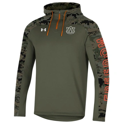 Shop Under Armour Olive Auburn Tigers Freedom Quarter-zip Pullover Hoodie