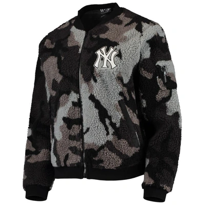 Shop The Wild Collective Black New York Yankees Camo Sherpa Full-zip Bomber Jacket