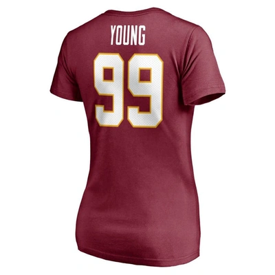 Shop Fanatics Branded Chase Young Burgundy Washington Football Team Player Icon Name & Number V-neck T-sh