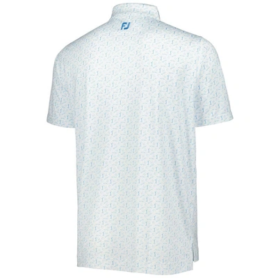 Shop Footjoy White/light Blue The Players Allover Print Prodry Polo