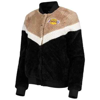 Shop G-iii 4her By Carl Banks Black/tan Los Angeles Lakers Riot Squad Sherpa Full-snap Jacket