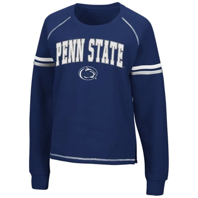 Shop Colosseum Navy Penn State Nittany Lions Sweep Pass Sleeve Stripe Raglan Pullover Sweatshirt