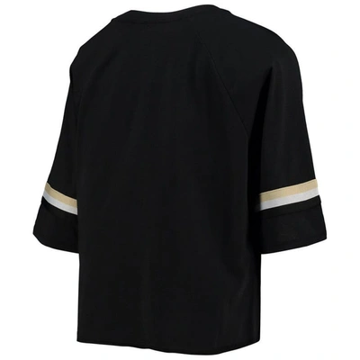 Shop Outerstuff Juniors Black New Orleans Saints Burnout Raglan Half-sleeve T-shirt
