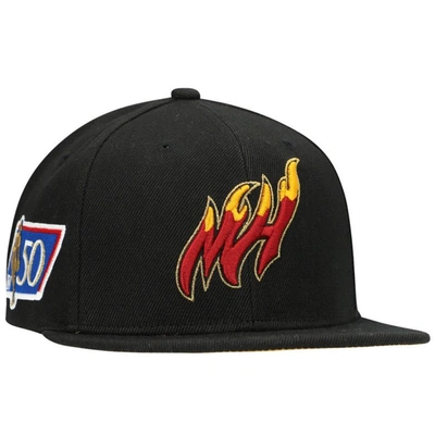 Shop Mitchell & Ness Black Miami Heat 50th Anniversary Snapback Hat