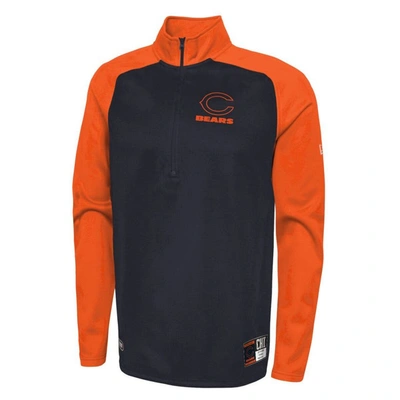 New Era Navy Chicago Bears Combine Authentic O-line Raglan Half-zip Jacket In Navy