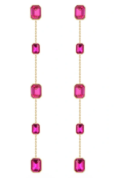 Shop Ettika Baguette Crystal Linear Drop Earrings In Fuchsia
