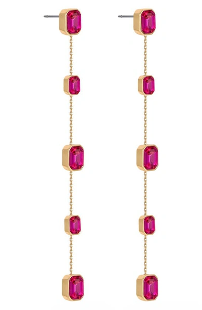 Ettika Baguette Crystal Linear Drop Earrings In Fuchsia