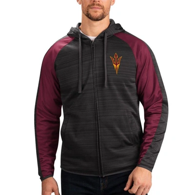 Shop G-iii Sports By Carl Banks Black Arizona State Sun Devils Neutral Zone Raglan Full-zip Track Jacket