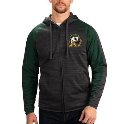 Shop G-iii Sports By Carl Banks Black Oregon Ducks Neutral Zone Raglan Full-zip Track Jacket Hoodie