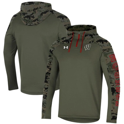 Shop Under Armour Olive Wisconsin Badgers Freedom Quarter-zip Pullover Hoodie