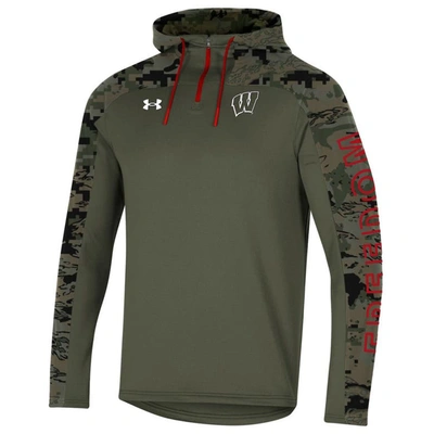 Shop Under Armour Olive Wisconsin Badgers Freedom Quarter-zip Pullover Hoodie