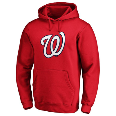 Shop Fanatics Branded Red Washington Nationals Official Logo Fitted Pullover Hoodie