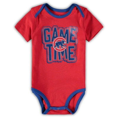 Shop Outerstuff Newborn & Infant Chicago Cubs Royal/red/heathered Gray Game Time Three-piece Bodysuit Set