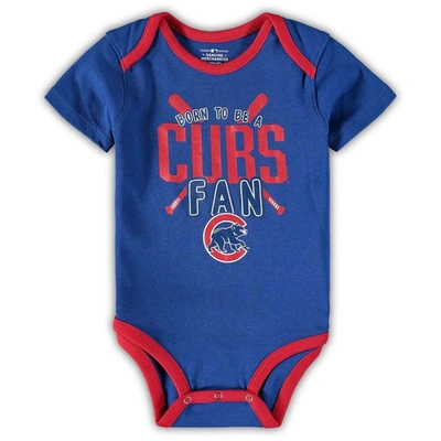 Shop Outerstuff Newborn & Infant Chicago Cubs Royal/red/heathered Gray Game Time Three-piece Bodysuit Set