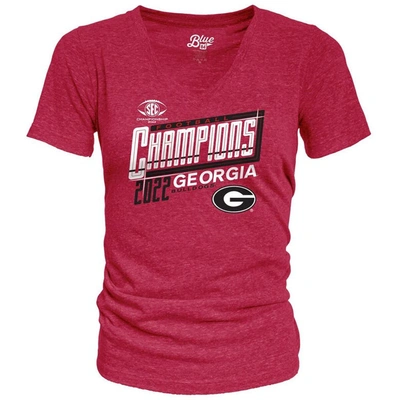 Shop Blue 84 Red Georgia Bulldogs 2022 Sec Football Conference Champions Locker Room V-neck T-shirt