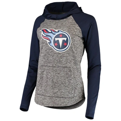 Shop G-iii 4her By Carl Banks Heathered Gray/navy Tennessee Titans Championship Ring Pullover Hoodie In Heather Gray