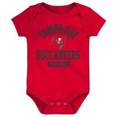 Shop Outerstuff Newborn & Infant Red/pewter/heathered Gray Tampa Bay Buccaneers Three-piece Eat Sleep Drool Bodysuit