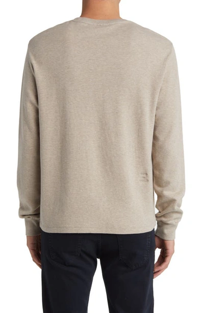 Shop Frame Duo Fold Long Sleeve Cotton T-shirt In Heathered Sand Beige