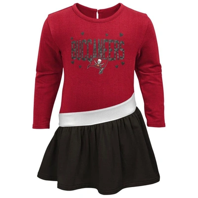 Shop Outerstuff Girls Toddler Red/black Tampa Bay Buccaneers Heart To Heart Jersey Tunic Dress