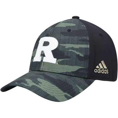 Shop Adidas Originals Adidas Camo Rutgers Scarlet Knights Military Appreciation Primegreen Flex Hat