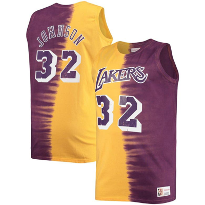 Shop Mitchell & Ness Magic Johnson Purple/gold Los Angeles Lakers Big & Tall Profile Tie-dye Player Tank