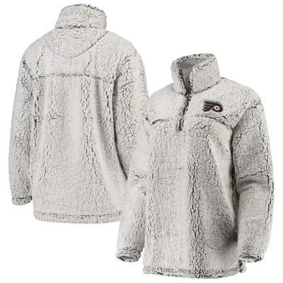 Shop G-iii 4her By Carl Banks Gray Philadelphia Flyers Sherpa Quarter-zip Pullover Jacket