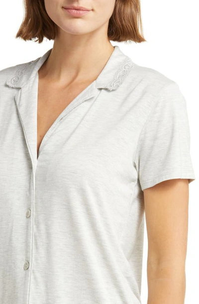 Natori Feathers Lace Trim Jersey Pajamas In Heather Pebble Stone