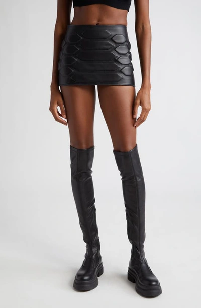 Shop Dion Lee Reptile Embossed Leather Skirt In Black