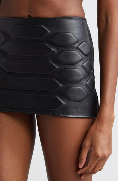 Shop Dion Lee Reptile Embossed Leather Skirt In Black