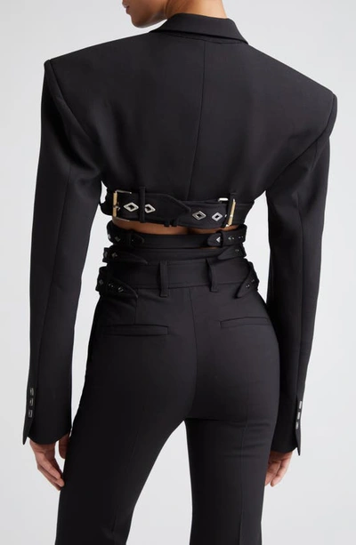 Shop Dion Lee Constrictor Belt Crop Jacket In Black