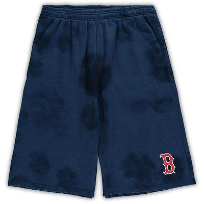 Shop Profile Navy Boston Red Sox Big & Tall Tye Dye Fleece Shorts