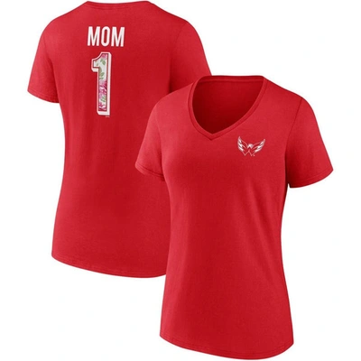 Shop Fanatics Branded Red Washington Capitals Team Mother's Day V-neck T-shirt