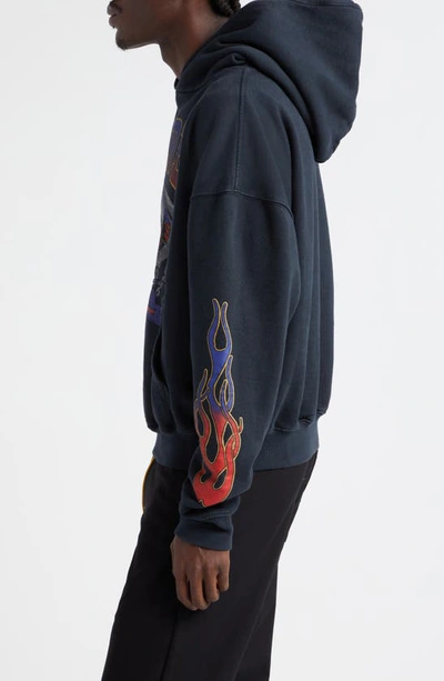 Shop Rhude Screaming Eagle French Terry Graphic Hoodie In Vtg Black