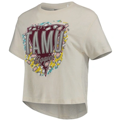 Shop Pressbox Cream Texas A&m Aggies Taylor Animal Print Cropped T-shirt