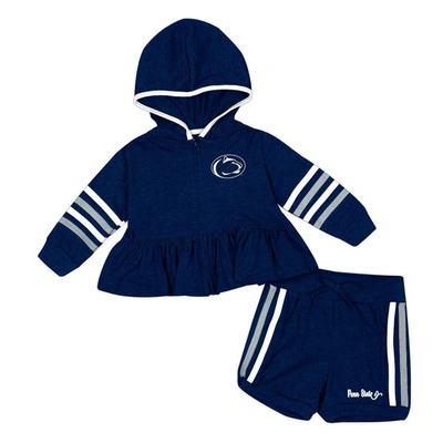 Shop Colosseum Girls Infant  Navy Penn State Nittany Lions Spoonful Full-zip Hoodie & Shorts Set