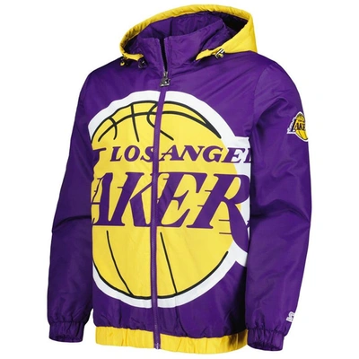 Shop Starter Purple Los Angeles Lakers The Triple Double Full-zip Hoodie Jacket