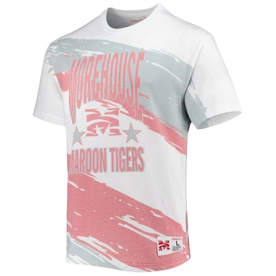 Shop Mitchell & Ness White Morehouse Maroon Tigers Paintbrush Sublimated T-shirt