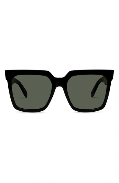Shop Celine Bold 3 Dots 55mm Polarized Square Sunglasses In Shiny Black/ Smoke