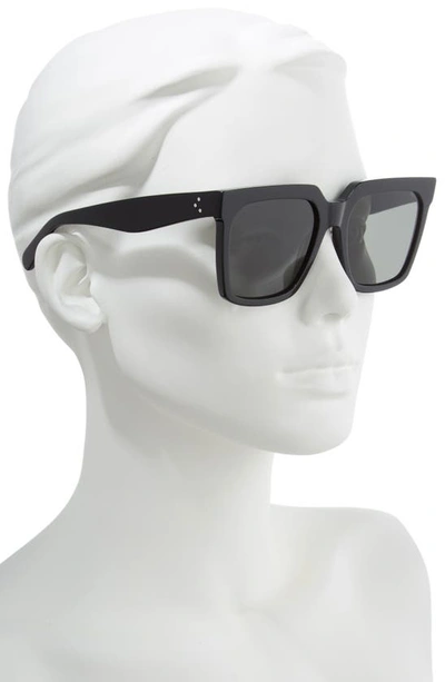 Shop Celine Bold 3 Dots 55mm Polarized Square Sunglasses In Shiny Black/ Smoke